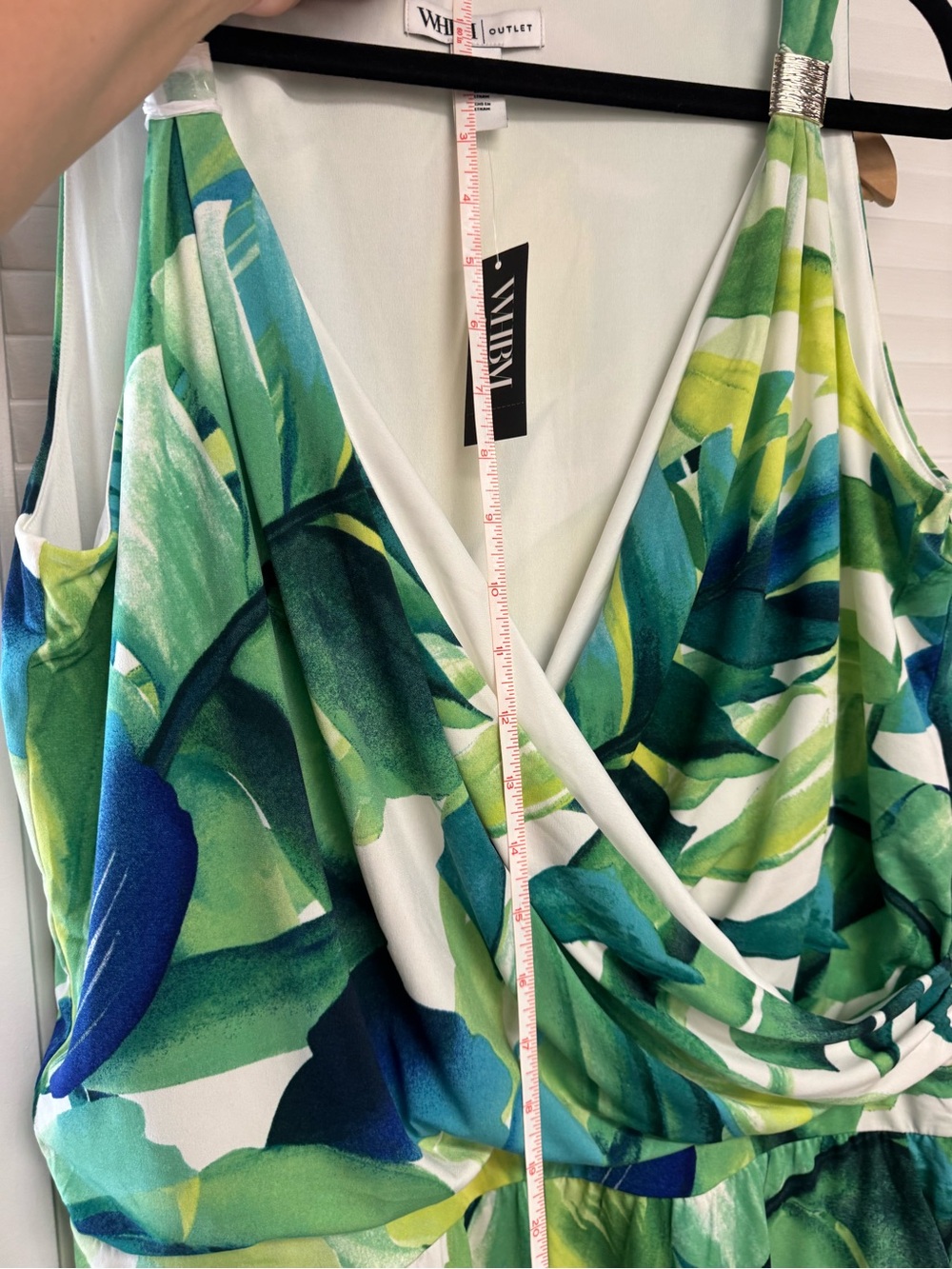 WHBM Green and Blue Leaf Print Romper - Picture 8 of 9